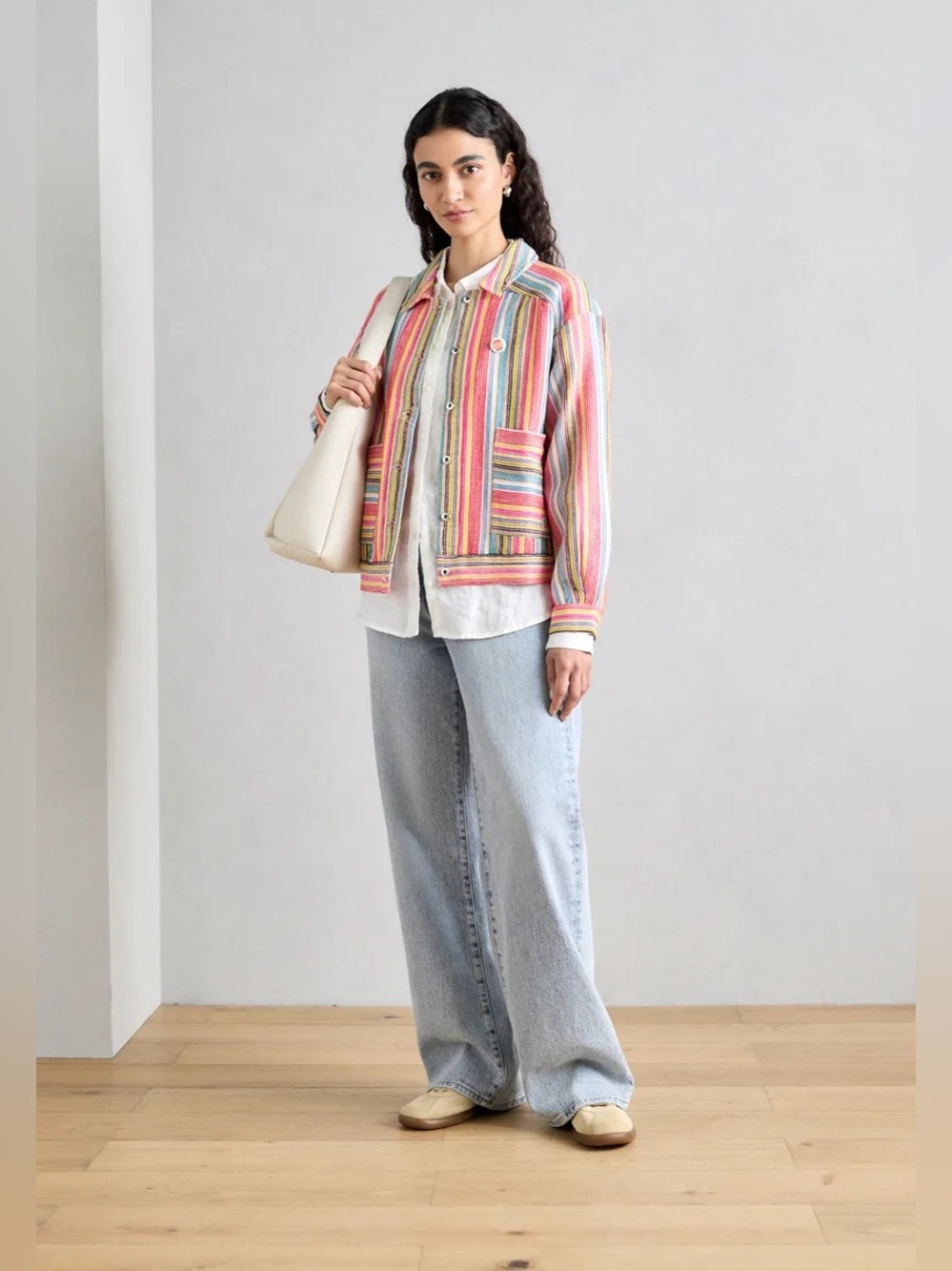 Scotch & Soda Short Trucker Jacket in Multi Color Stripe XS A14